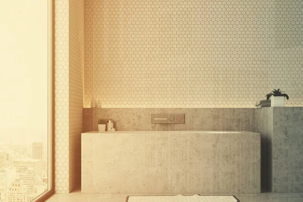 Γκρι λευκό μπάνιο μπανιέρα κοντά μέχρι τονισμένα — Φωτογραφία Αρχείου