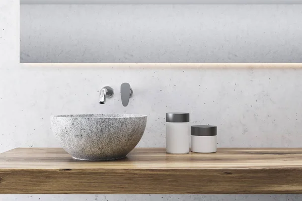 Gri banyo, lavabo yakın çekim