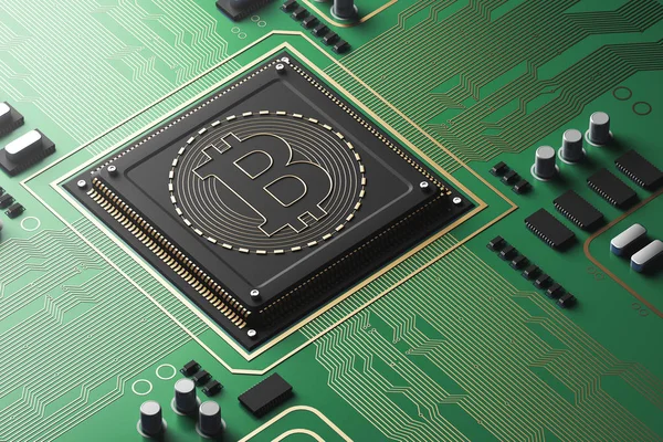 Yeşil devre kartı işlemci, bitcoin simgesi