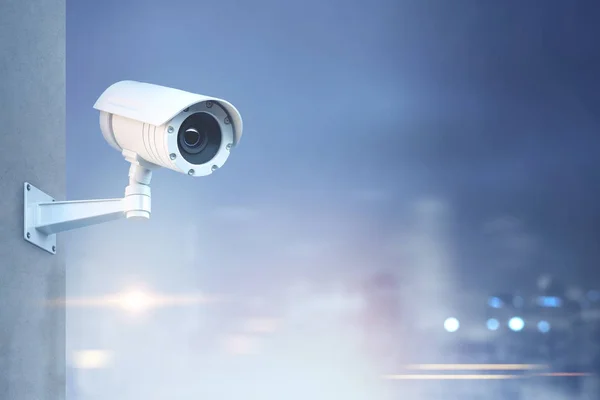 CCTV kamera, natt staden — Stockfoto