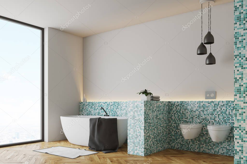 Green tile bathroom and toilet side