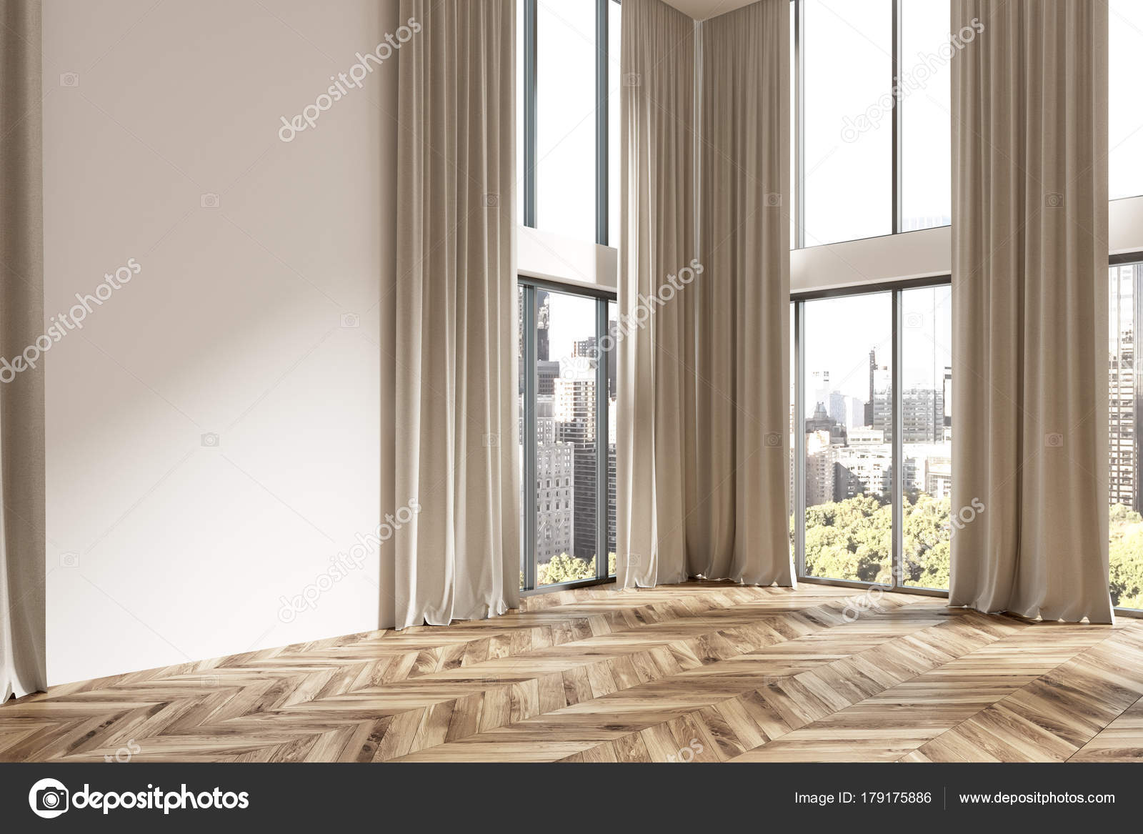 Lege witte kamer hoek, bruine gordijnen — Stockfoto © denisismagilov ... Lege witte kamer hoek, bruine gordijnen — Stockfoto © denisismagilov ...