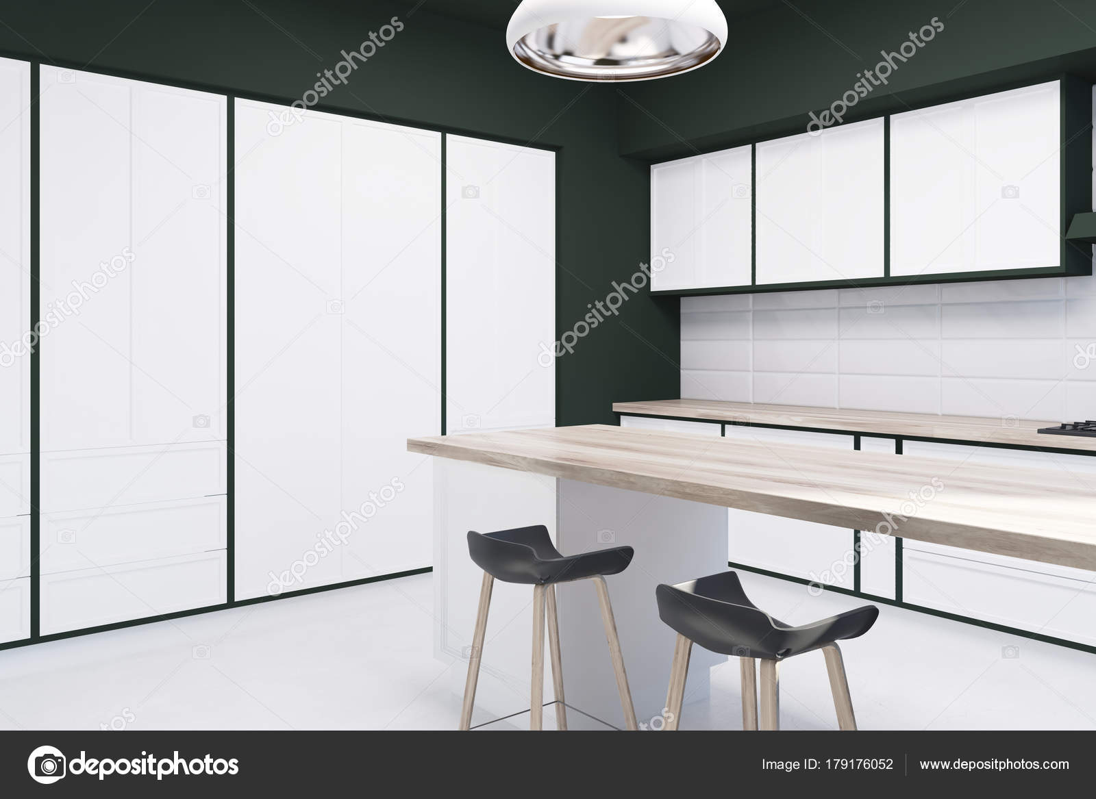 Mattonelle bianche e nere cucina bar lato — foto stock ... Cucine bianche e nere