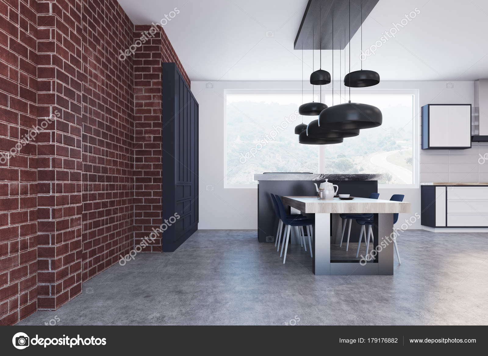 Fesselnde Gemauerte Küche Das Beste Von Kƒ¼che Interieur Seitenansicht — Stockfoto