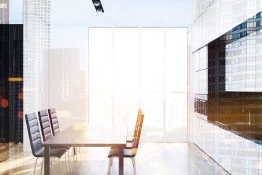 Siyah ve beyaz yemek odası köşe tonda