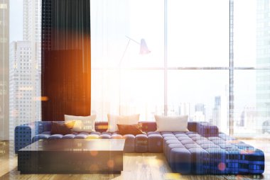 Beyaz bekleme odası iç, poster ve koltuklar