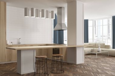 Beyaz salon iç, bar ve divan yan