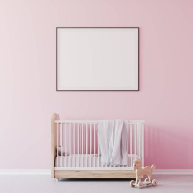 Bebek kız s odası, beşik ve poster kapat