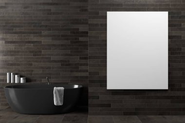 Siyah ahşap banyo, poster, küvet