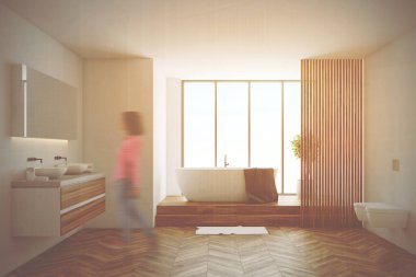 Banyo döşeme ve beyaz bulanıklık