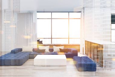 Beyaz oturma odası, tonda kare tablo