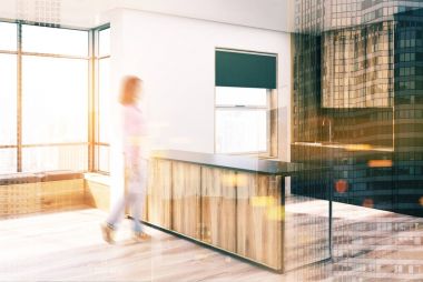 Bulanıklık bar siyah ve ahşap mutfak köşesi