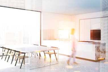 Beyaz ve mermer mutfak iç bulanıklık