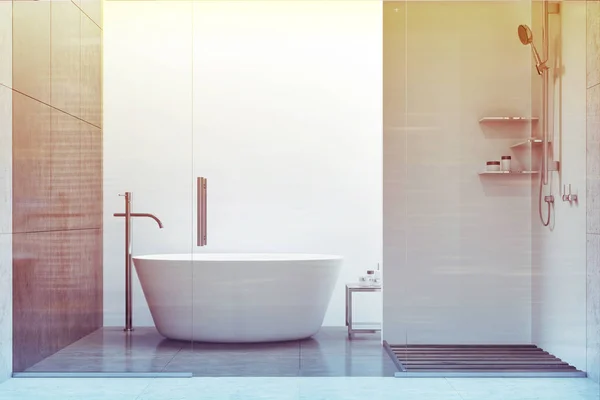 Gray and white bathroom close up toned — Stock Photo, Image