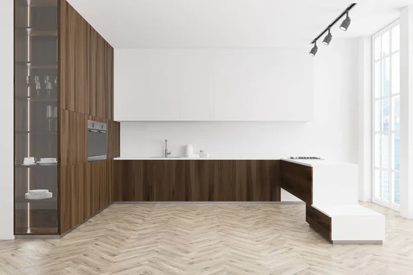 White and wooden kitchen — Stock Photo, Image