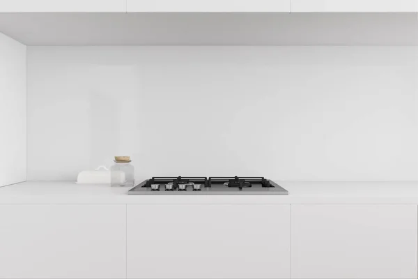 Piano cucina bianco, un forno — Foto Stock