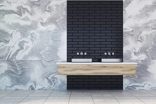 Gray marble bathroom, double sink — Stock Photo, Image