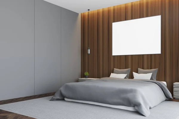 Donkere houten slaapkamer, poster kant — Stockfoto