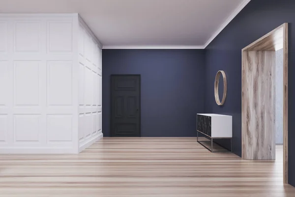 Mavi ve beyaz minimalist oturma odası — Stok fotoğraf