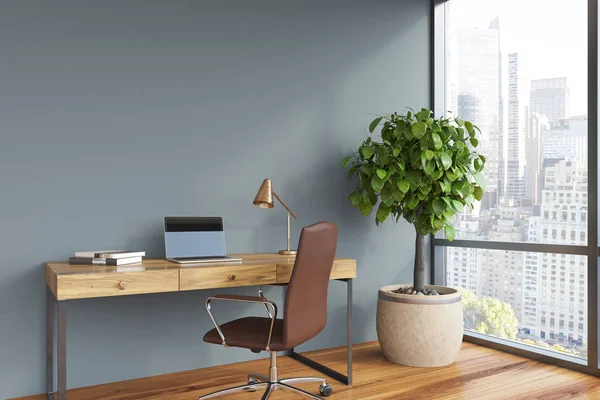 Gray home office interior — Stock Photo, Image