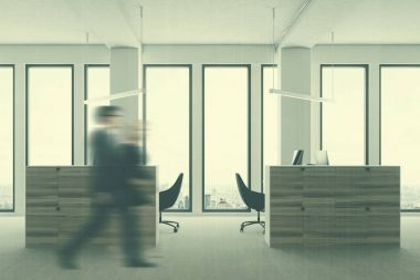 Açık alan ofis, yan bulanıklık beyaz