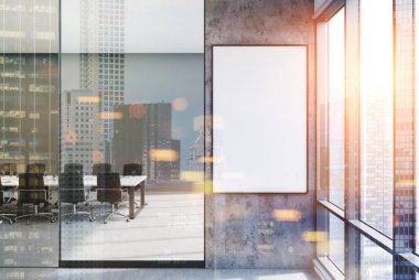 Beton ve cam toplantı odası, tonda poster