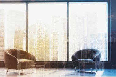 Panoramik oturma odası, iki koltuk