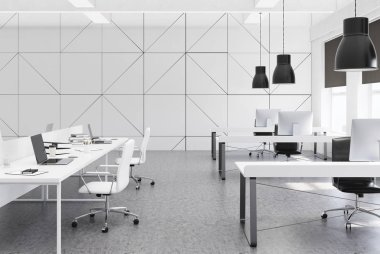 Açık alan ofis, beton zemin beyaz