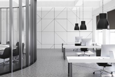 Açık alan ofis toplantı salonu, beyaz