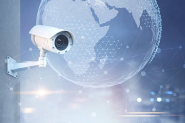 CCTV kamera, bir şehir gökyüzü Earth'te