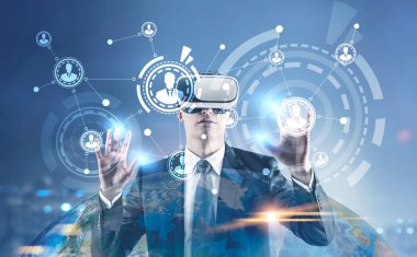 İşadamı Vr gözlük, Hud, mavi