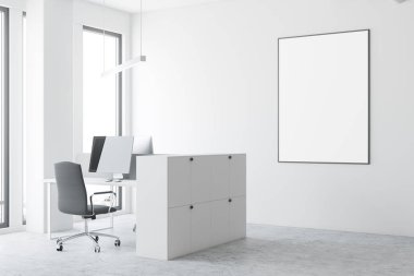 Açık alan ofis, çerçeveli poster beyaz