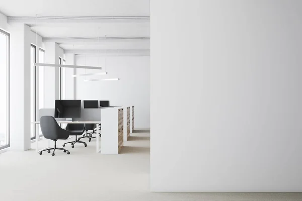 White open space office, wall