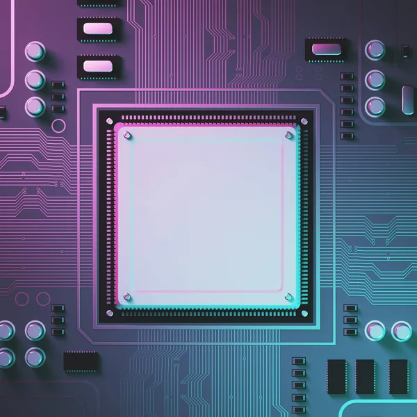Circuit achtergrond met een processor — Stockfoto