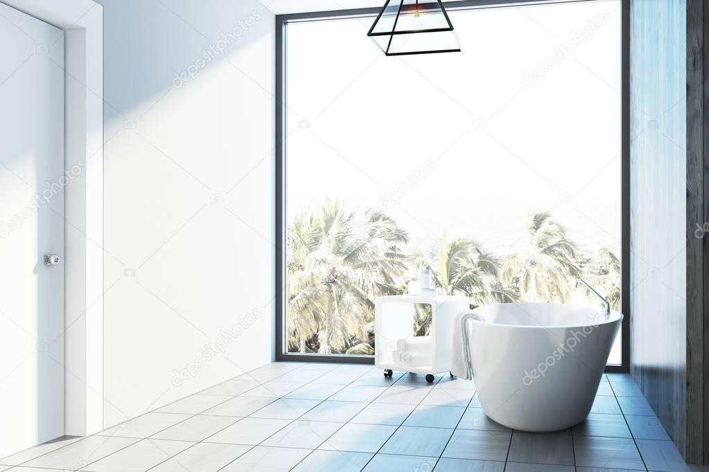 White bathroom interior, tub