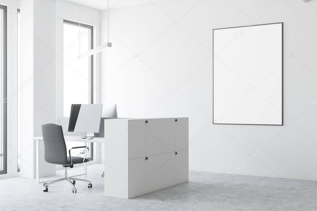 White open space office, framed poster