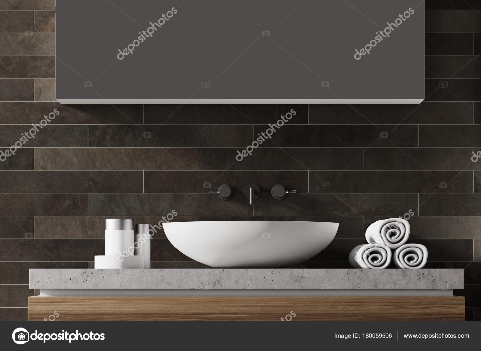 Black Brick Bathroom Sink Stock Photo Image By C Denisismagilov 180059506
