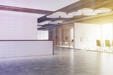 Beyaz Resepsiyon sayaç, tonda konferans salonu