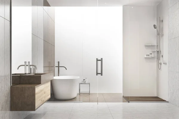 Grau-weißes Badezimmer — Stockfoto