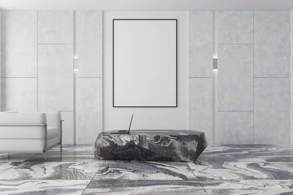 Sala de estar branca e marrom, mármore cinza, cartaz — Fotografia de Stock
