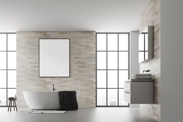 Modern bathroom interior poster white
