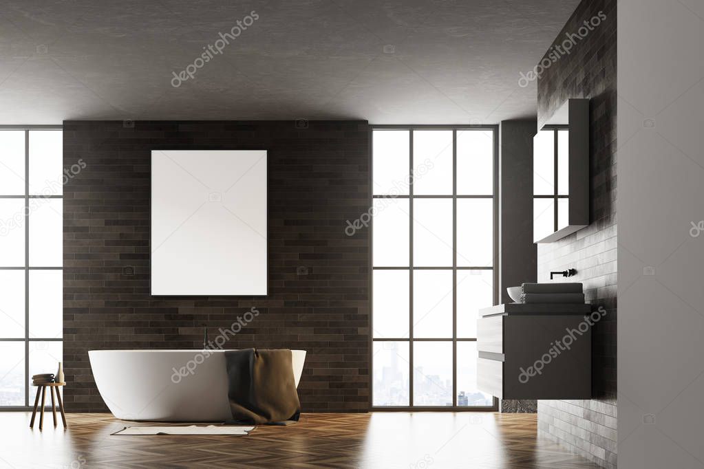 Modern bathroom interior poster black