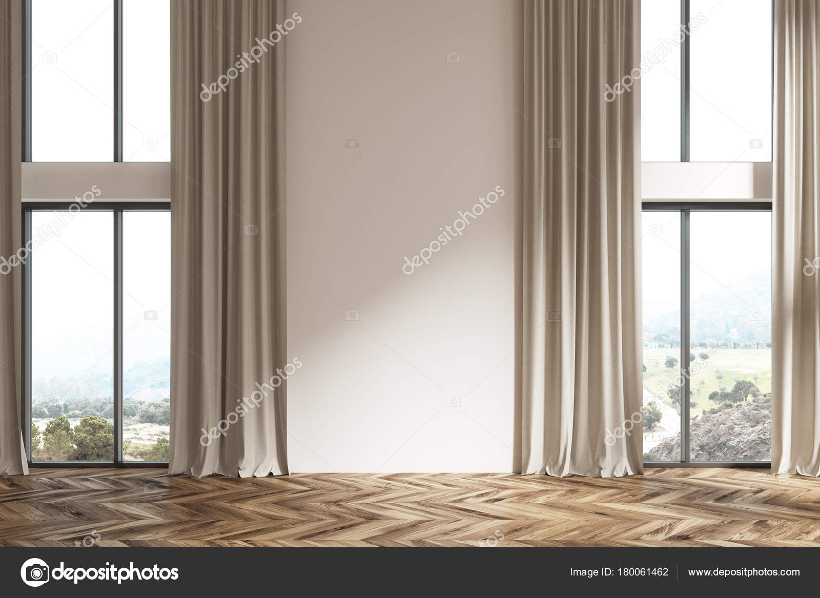 Lege witte ruimte, beige gordijnen — Stockfoto © denisismagilov ... Lege witte ruimte, beige gordijnen — Stockfoto © denisismagilov ...