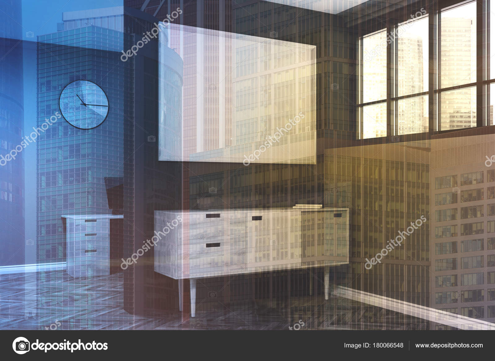 Grijze woonkamer, poster, kast kant toned — Stockfoto ... Grijze woonkamer, poster, kast kant toned — Stockfoto ...