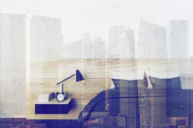 Beyaz minimalist yatak odası, tonda lamba