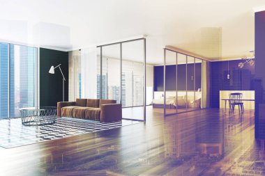 Tonda oturma odası kahverengi kanepe