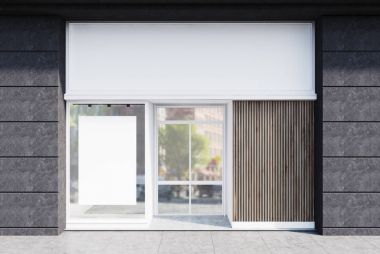 Gri ve beyaz kafe cephe, poster