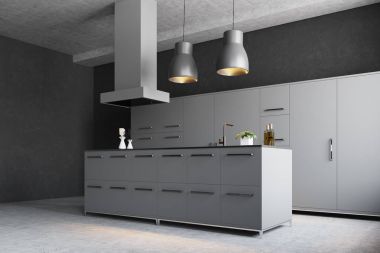 Modern gri mutfak köşesi