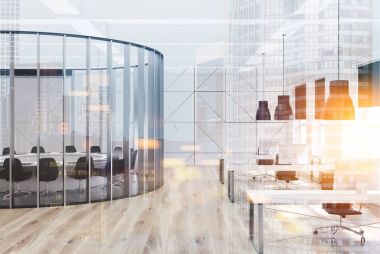 Beyaz toplantı salonu ve office tonda iç