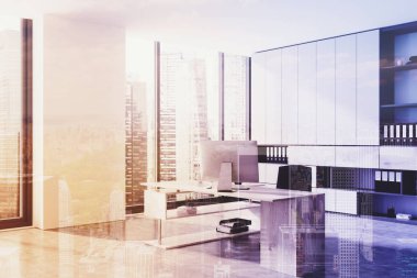 CEO office bir kitaplık, tonda pencere ile